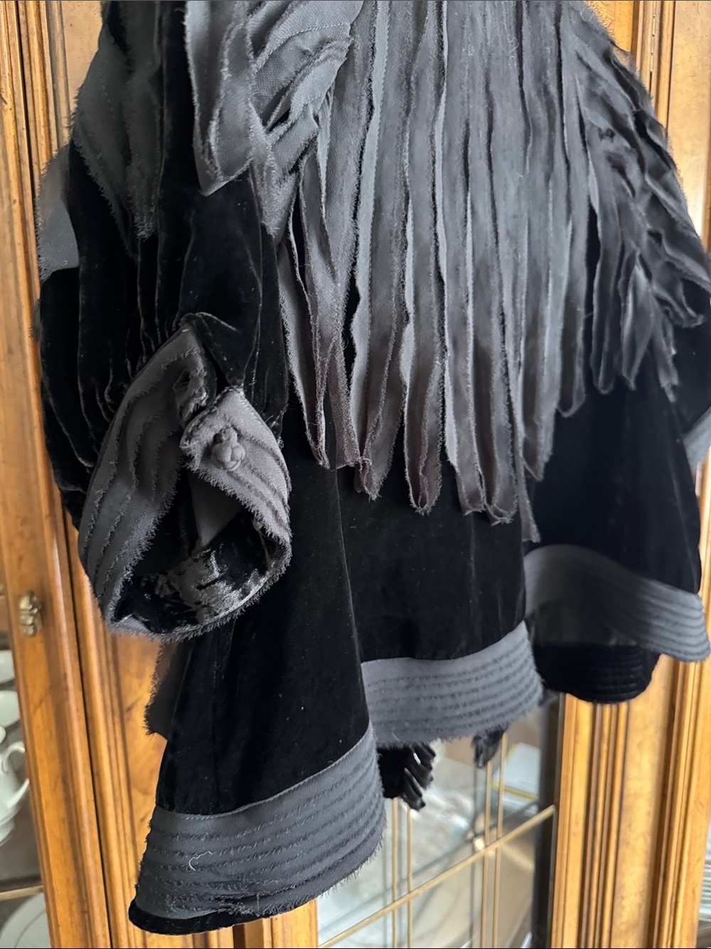 BCBGMaxAzria Black Textured Ruffle Open-Front Jacket - Picture 6 of 9